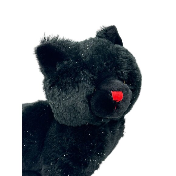 Caltoy Black Cat‎ Plush Stuffed Animal Toy Sparkles Red Nose 13" Acrylic Eyes - Picture 2 of 8